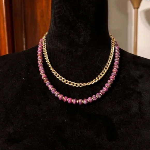 KENDRA SCOTT REBECCA GOLD MULTI STRAND NECKLACE IN BRONZE VEINED PURPLE TURQUOIS - Picture 4 of 8